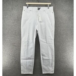 Eileen Fisher Slim Fit Ankle Jean Mid Rise Women SZ 10 White Organic Cotton NEW